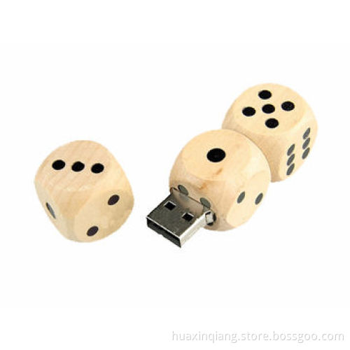 USB Flash Drives with Dice Shape, Wood Material, 128MB to 32GB Capacity, 25g, OEM Design, USB2.0